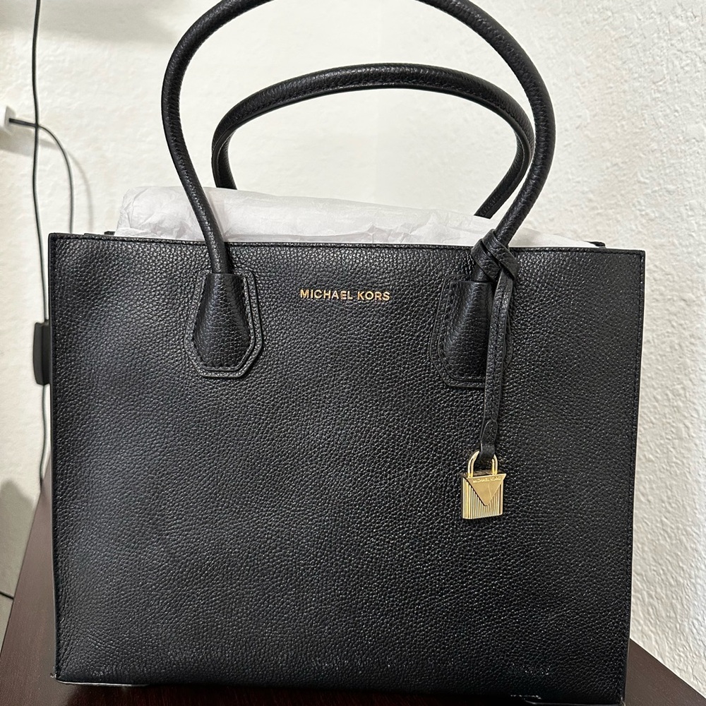 Michael Kors Black Large Leather Tote Bag